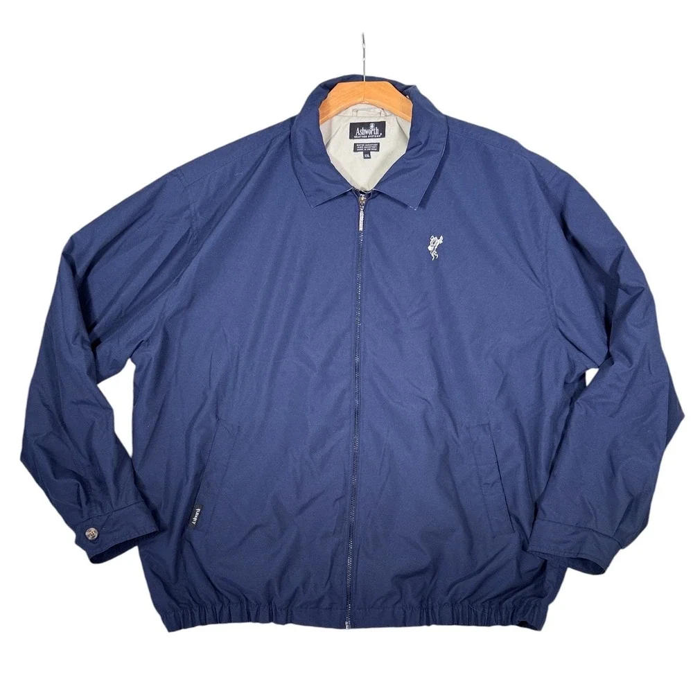 Vintage Ashworth Weather Systems Jacket XXL Navy Blue Golf Windbreaker Warm Up